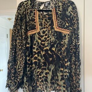 Anthropologie Multicolor Animal Print Blouse